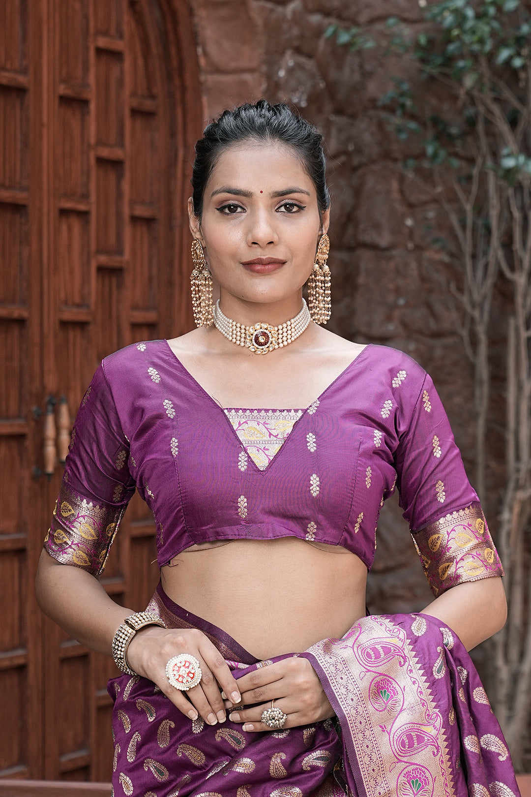 Purple Banarasi Silk Woven Design Kanjeevaram Saree