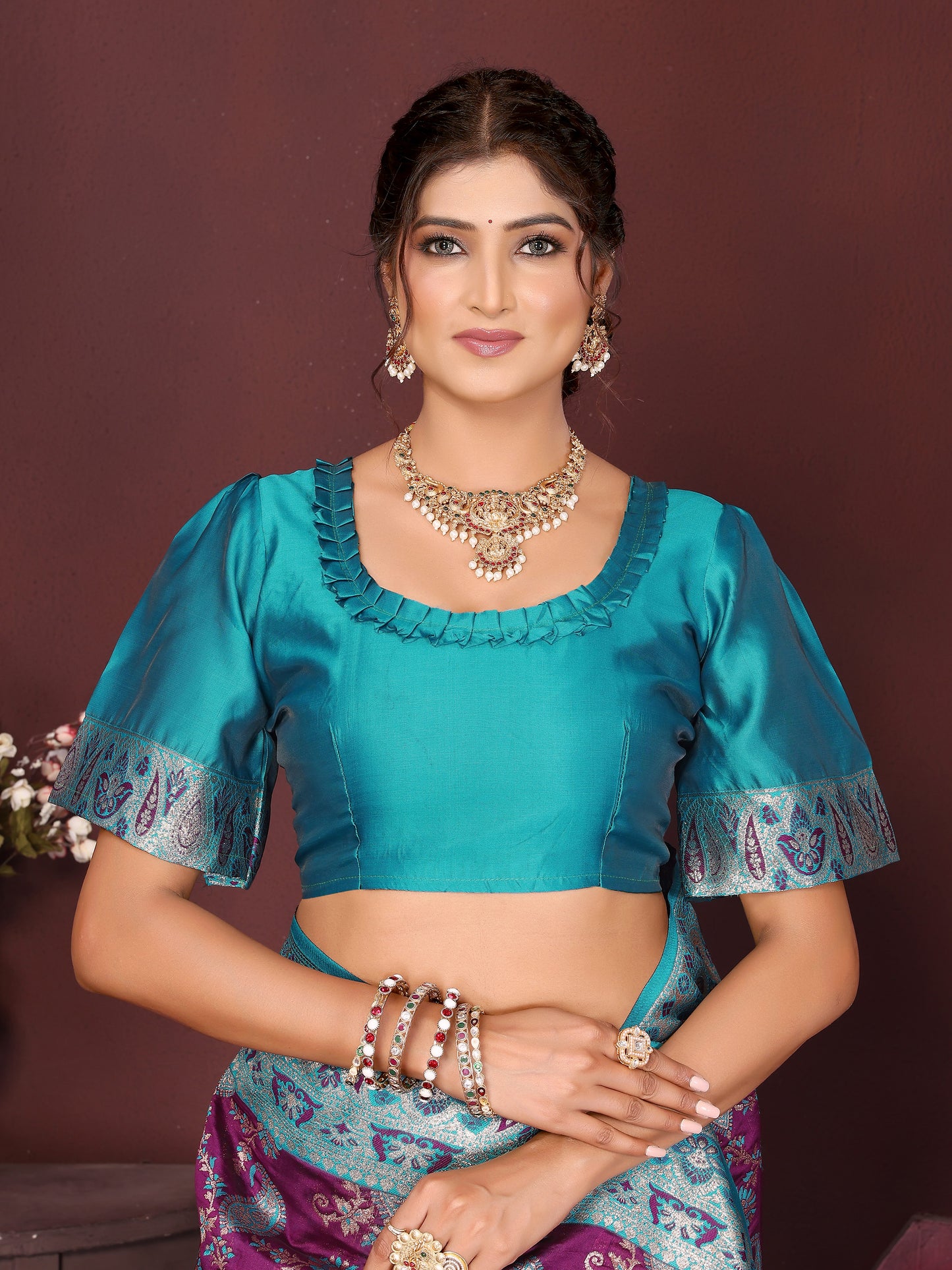 Purple Banarasi Silk Woven Design Kanjeevaram Saree