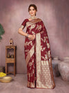 Maroon Banarasi Silk Woven Design Kanjeevaram Saree