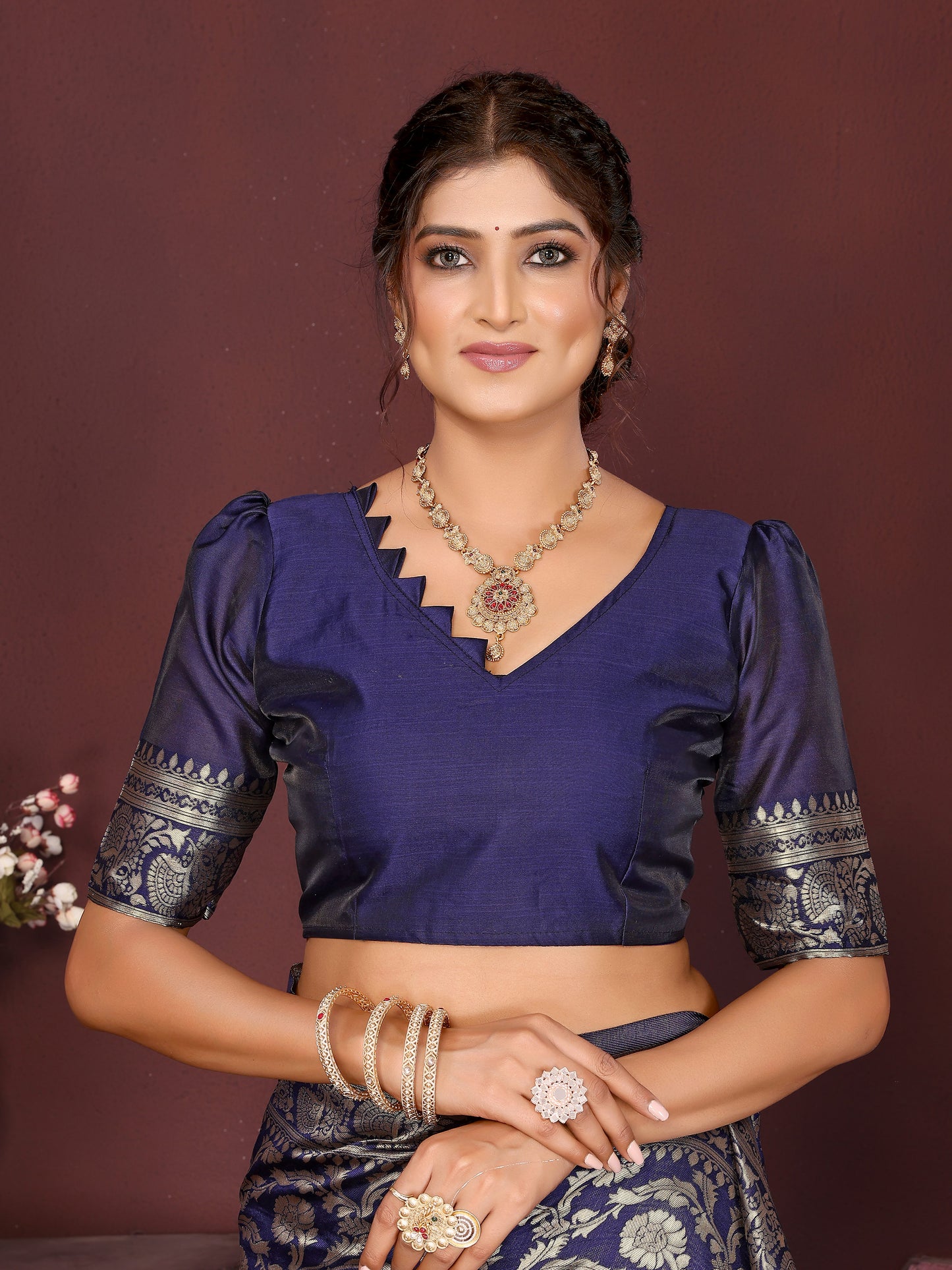 Blue Banarasi Silk Woven Design Kanjeevaram Saree