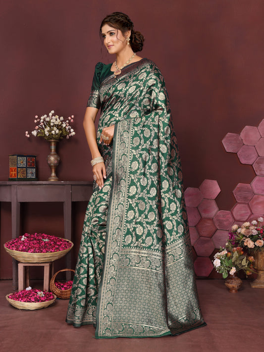 Green Banarasi Silk Woven Design Kanjeevaram Saree