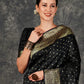 Black Banarasi Silk Woven Design Kanjeevaram Saree