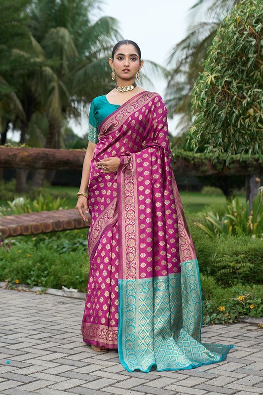 Pink Banarasi Silk Woven Design Kanjeevaram Saree