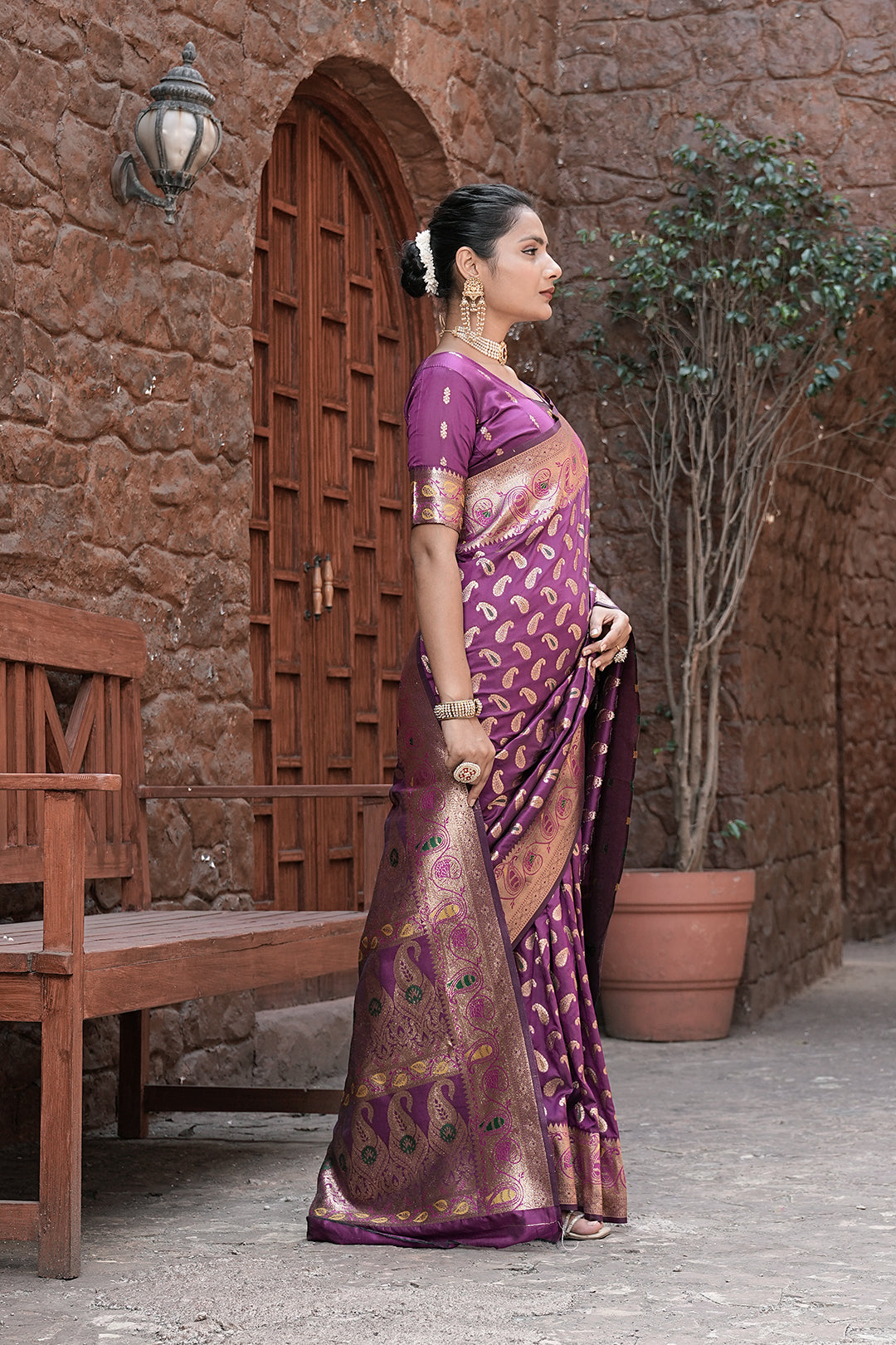 Purple Banarasi Silk Woven Design Kanjeevaram Saree