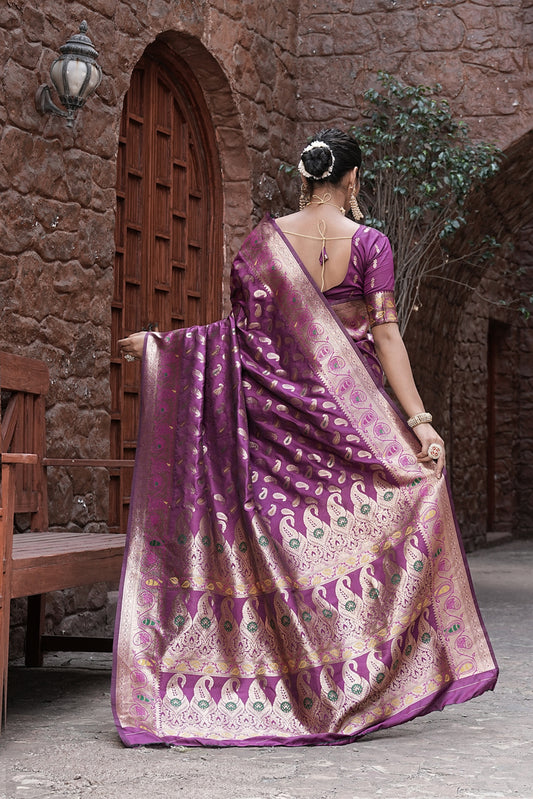 Purple Banarasi Silk Woven Design Kanjeevaram Saree