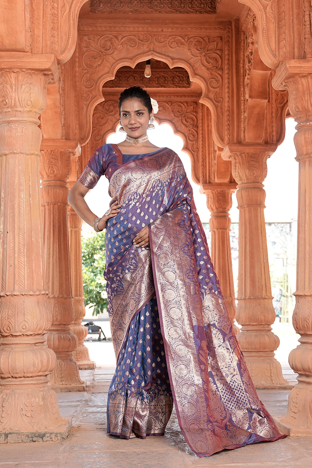 Blue Banarasi Silk Woven Design Kanjeevaram Saree