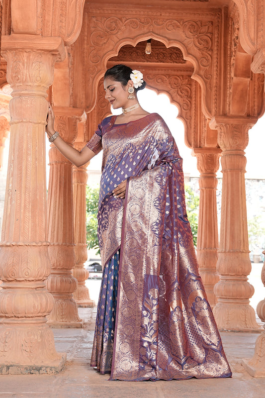 Blue Banarasi Silk Woven Design Kanjeevaram Saree