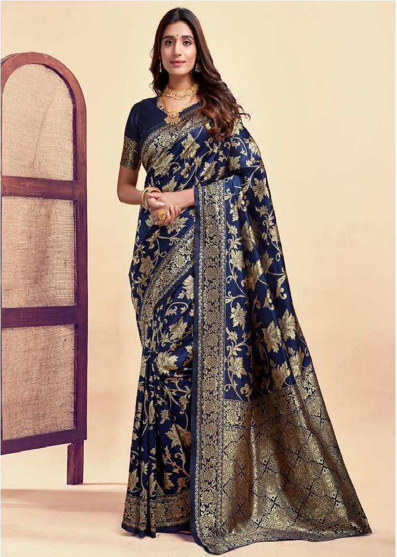Blue Banarasi Silk Woven Design Kanjeevaram Saree