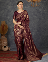 Maroon Banarasi Silk Woven Design Kanjeevaram Saree