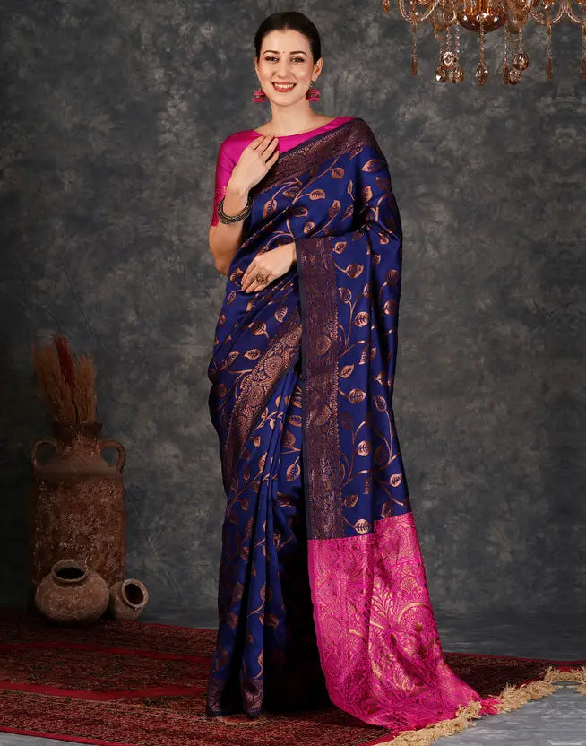 Purple Banarasi Silk Woven Design Kanjeevaram Saree