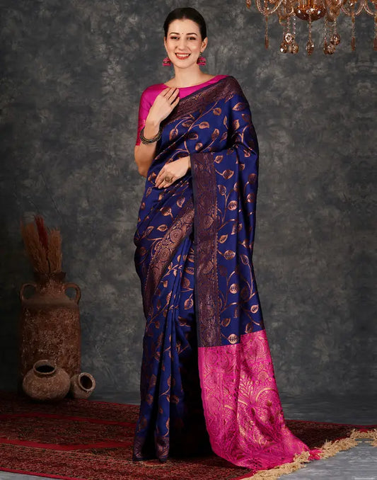 Purple Banarasi Silk Woven Design Kanjeevaram Saree