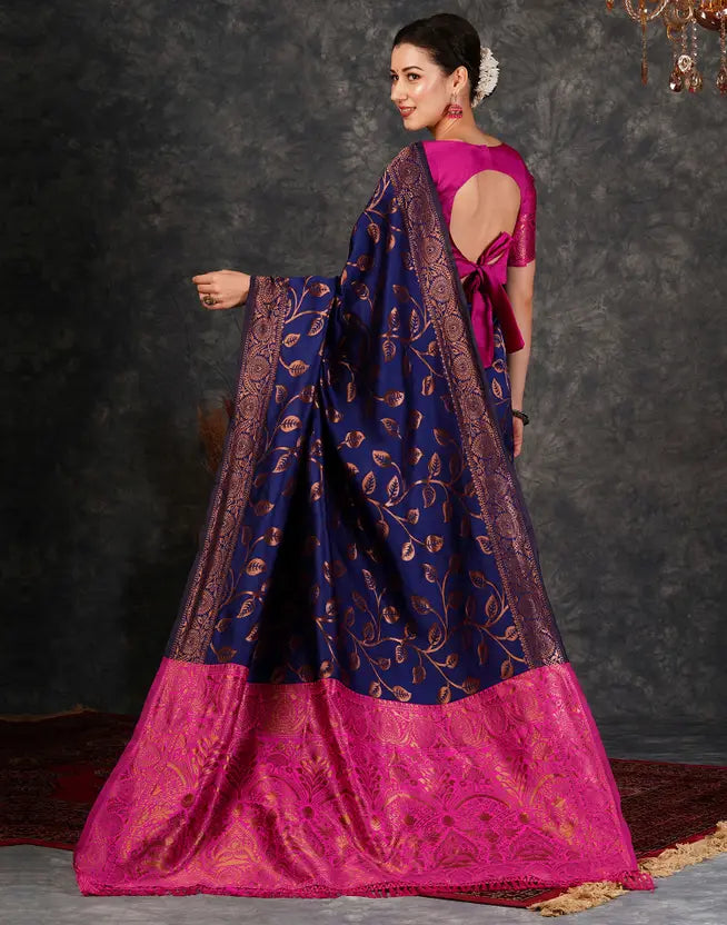 Purple Banarasi Silk Woven Design Kanjeevaram Saree