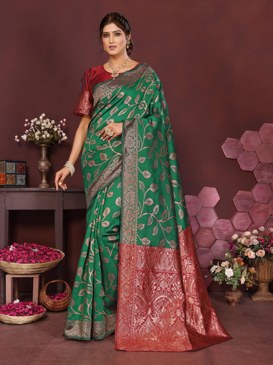 Green Banarasi Silk Woven Design Kanjeevaram Saree