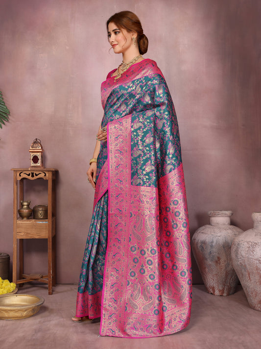 Blue Banarasi Silk Woven Design Kanjeevaram Saree