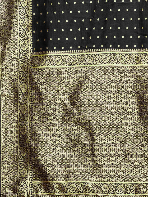Black Banarasi Silk Woven Design Kanjeevaram Saree