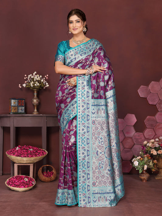 Purple Banarasi Silk Woven Design Kanjeevaram Saree