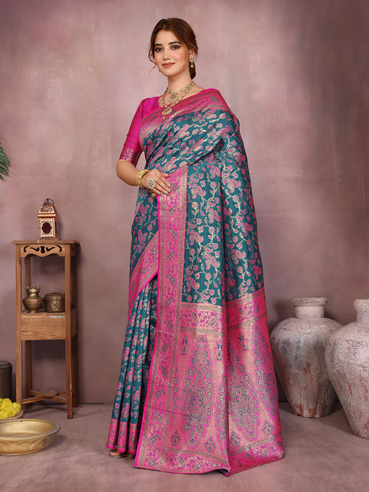 Blue Banarasi Silk Woven Design Kanjeevaram Saree