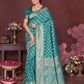 Aqua Blue Banarasi Silk Woven Design Kanjeevaram Saree