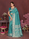 Aqua Blue Banarasi Silk Woven Design Kanjeevaram Saree