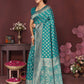 Aqua Blue Banarasi Silk Woven Design Kanjeevaram Saree