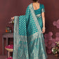 Aqua Blue Banarasi Silk Woven Design Kanjeevaram Saree