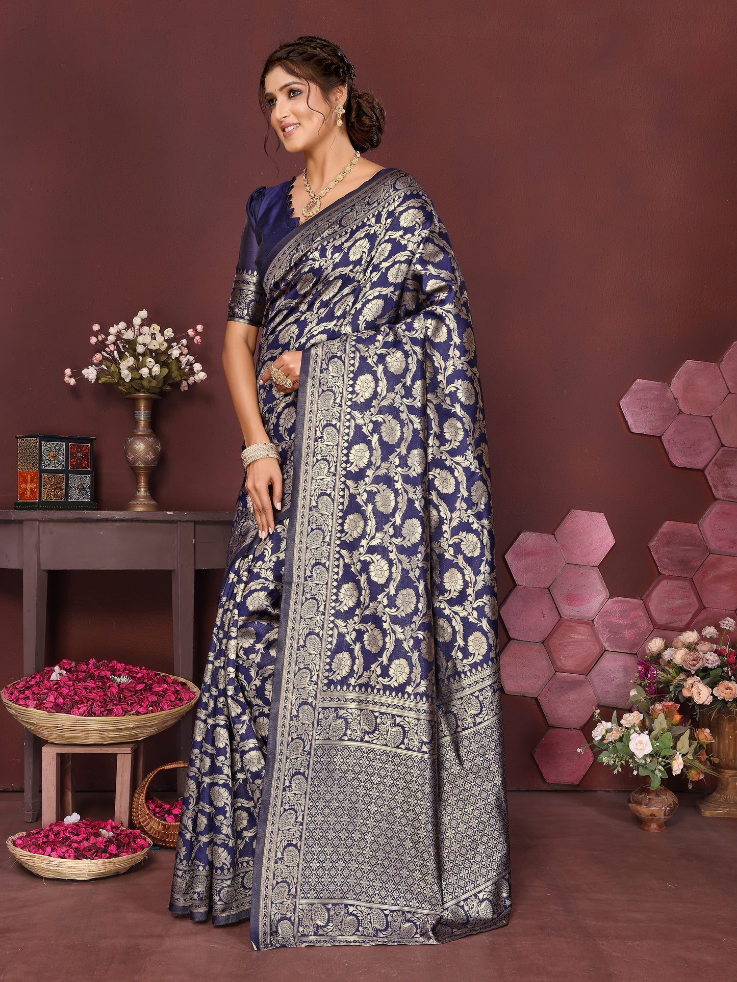 Blue Banarasi Silk Woven Design Kanjeevaram Saree