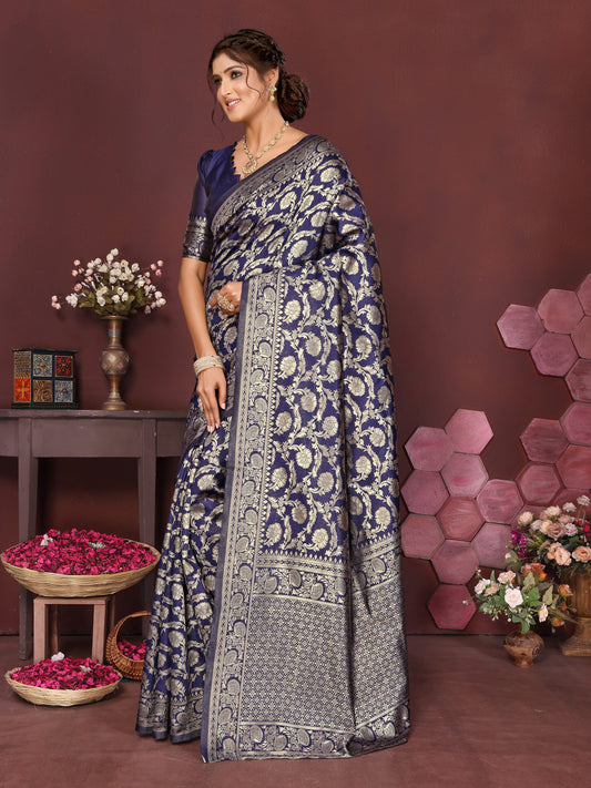 Blue Banarasi Silk Woven Design Kanjeevaram Saree
