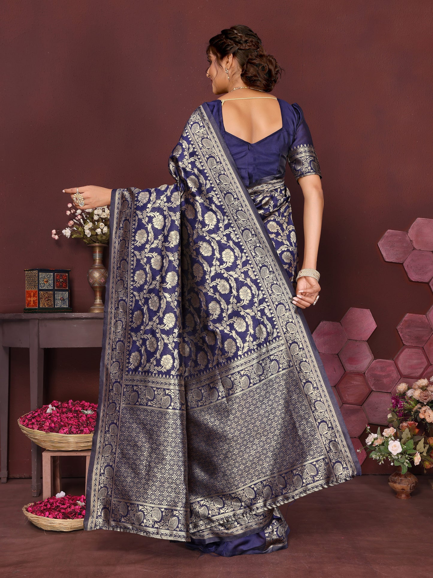 Blue Banarasi Silk Woven Design Kanjeevaram Saree