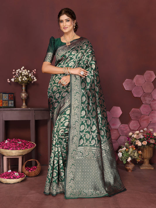 Green Banarasi Silk Woven Design Kanjeevaram Saree