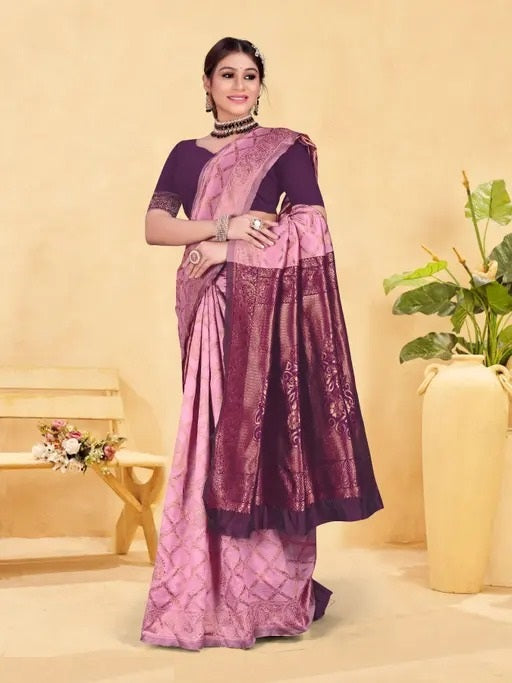 Pink Banarasi Silk Woven Design Kanjeevaram Saree