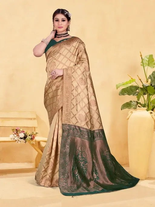 Gold Banarasi Silk Woven Design Kanjeevaram Saree